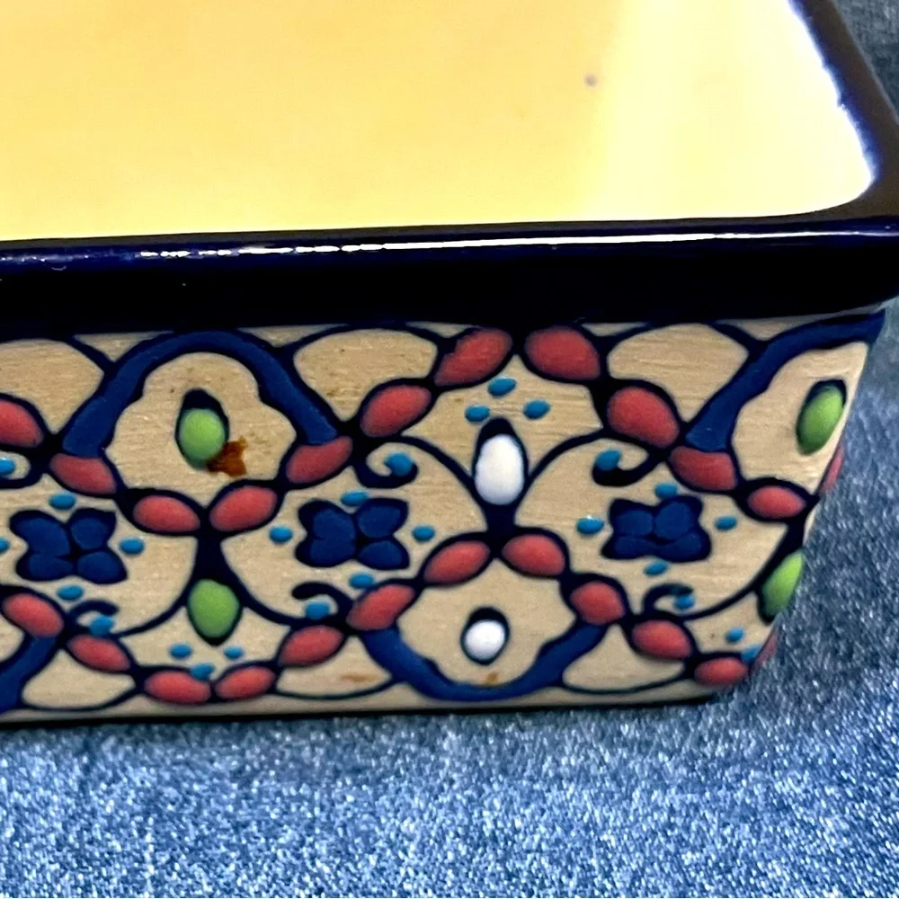 Vintage Servin Mexico Handpainted Ceramic Planter Trinket Dish
